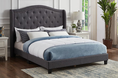 T2173 Upholstered Bed with Curved Wings & Headboard