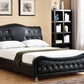 Modern-Contemporary Crowned PU Leather Bedframe with Crystal Tufting