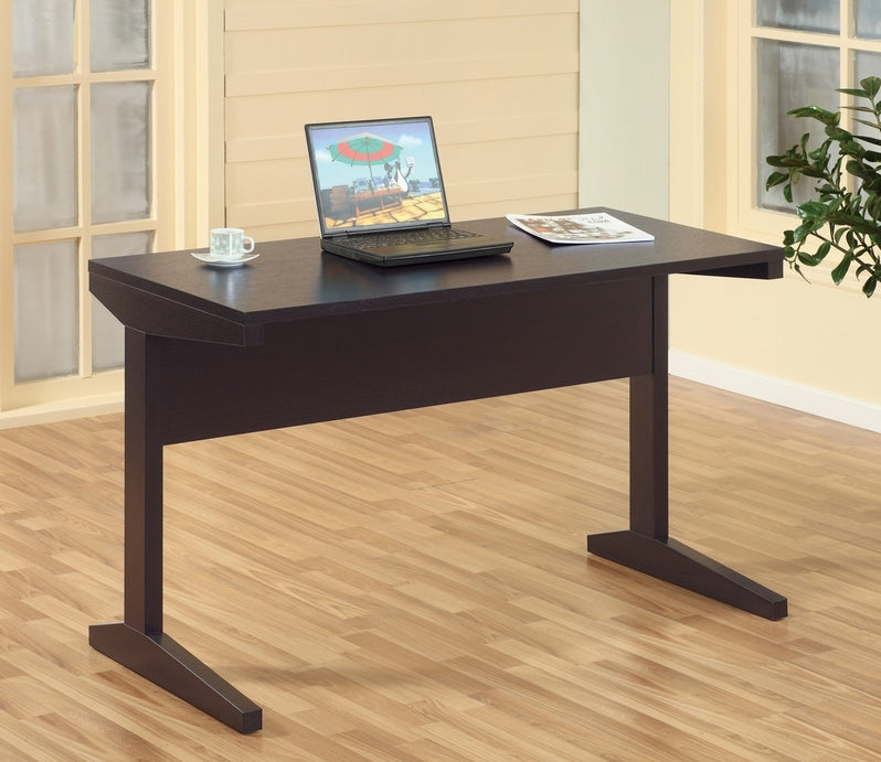 Espresso Wood Desk Featuring L-Shaped Legs.
