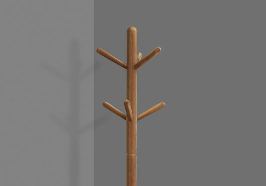 Modern 3-Tier Freestanding Solid Wood Coat Rack in Oak Finish