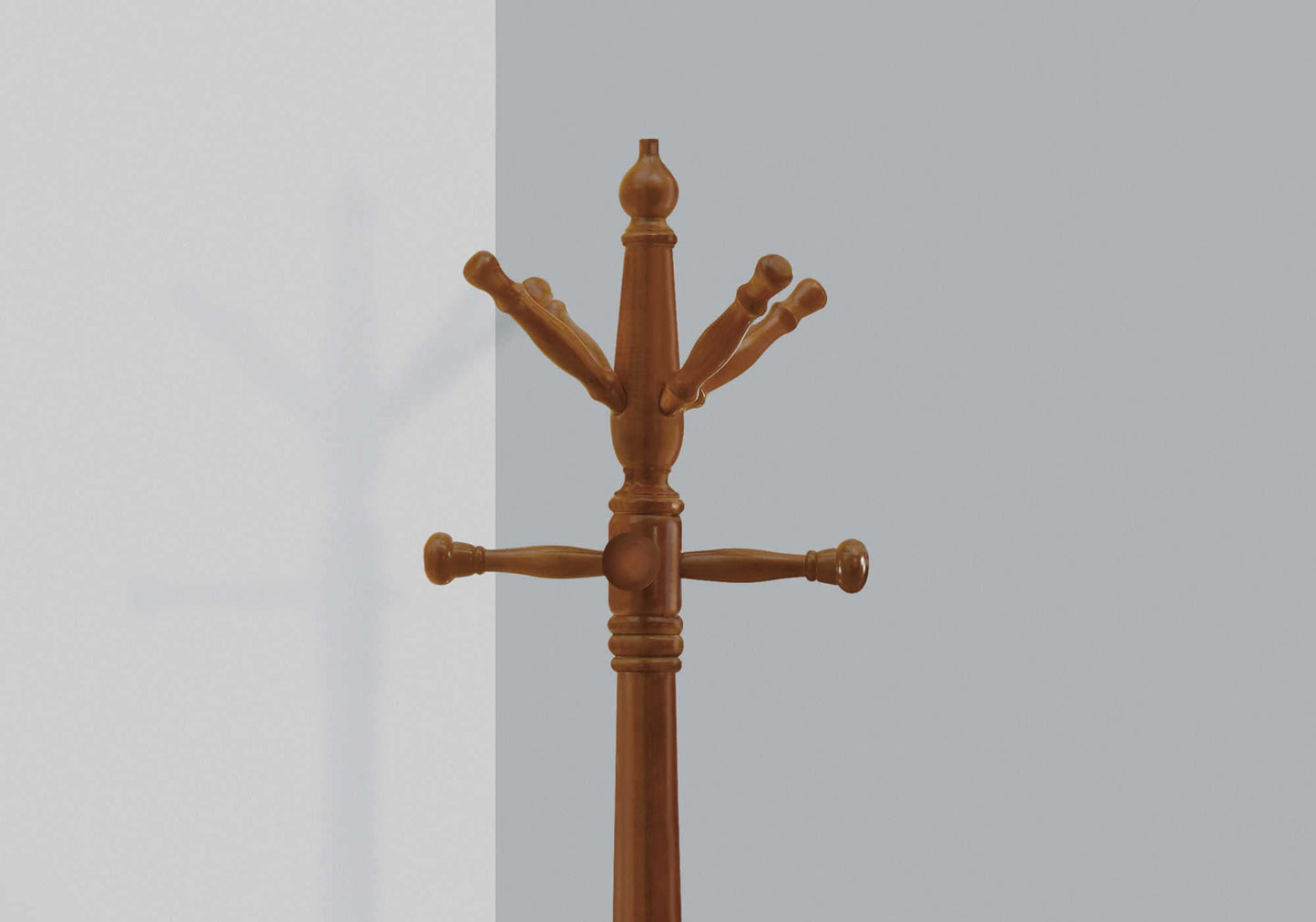 Transitional Traditional 11 Hook Solid Wood Coat Rack in Oak Finish