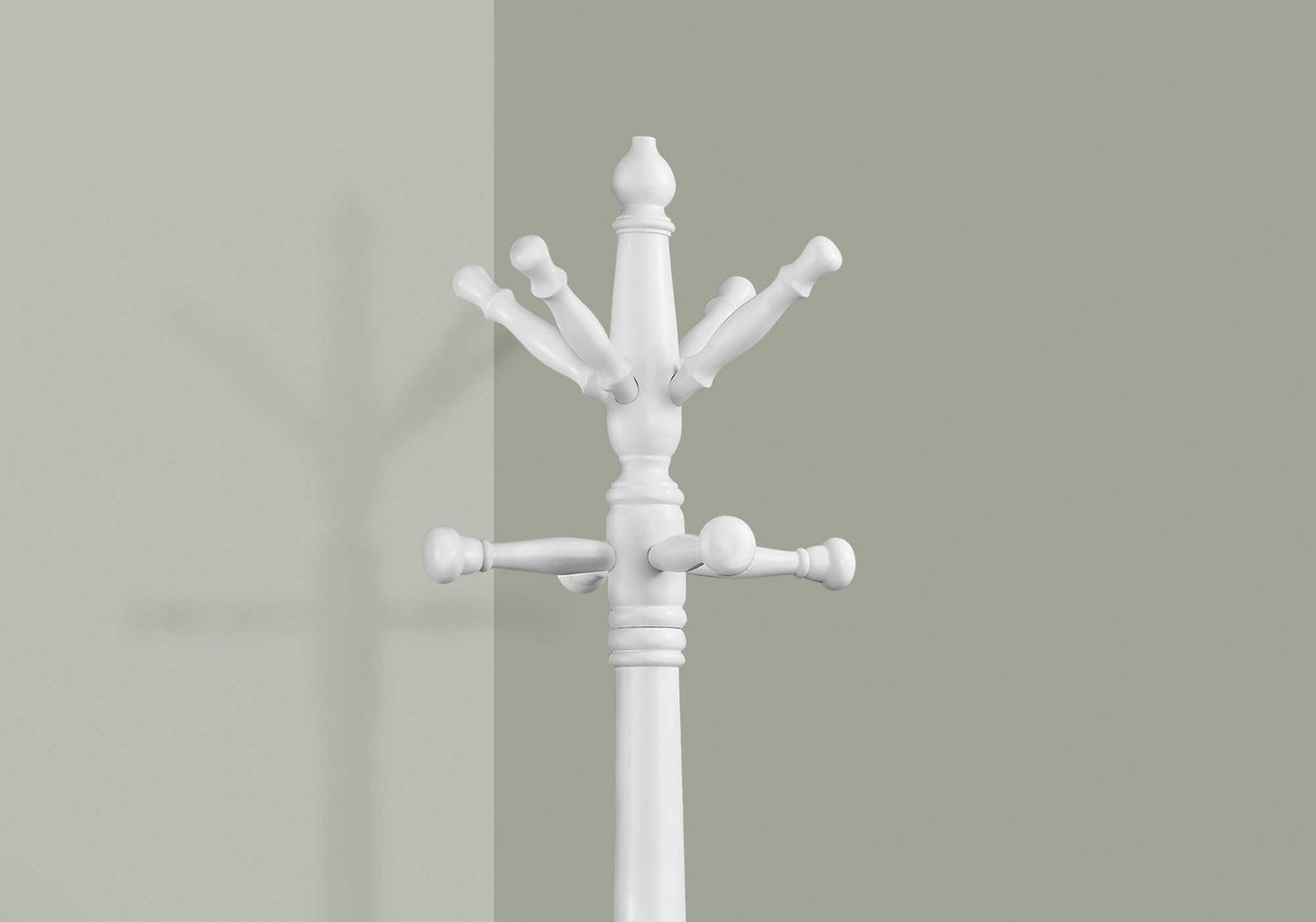 Transitional Traditional 11 Hook Solid Wood Coat Rack in White Finish