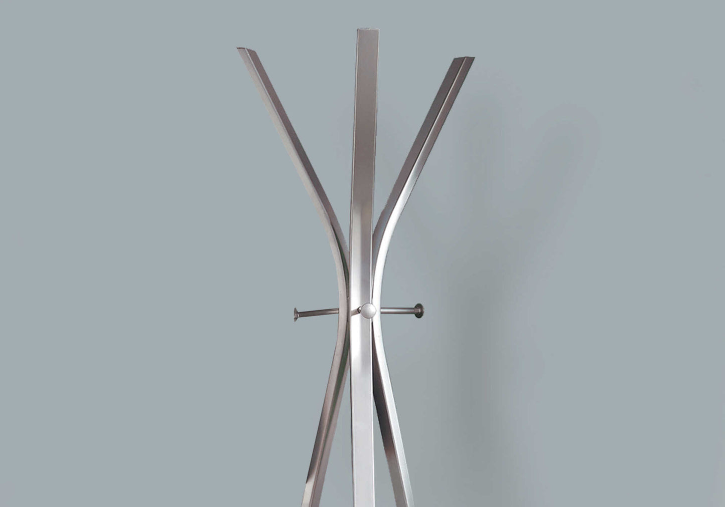 Contemporary Silver Metal Free Standing Coat Rack Hall Tree