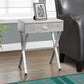 Modern Nightstand in Grey Cement Finish with Chrome Metal Frame