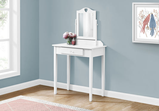 28 L Solid Wood Bedroom Vanity with Storage Drawer & Makeup Mirror