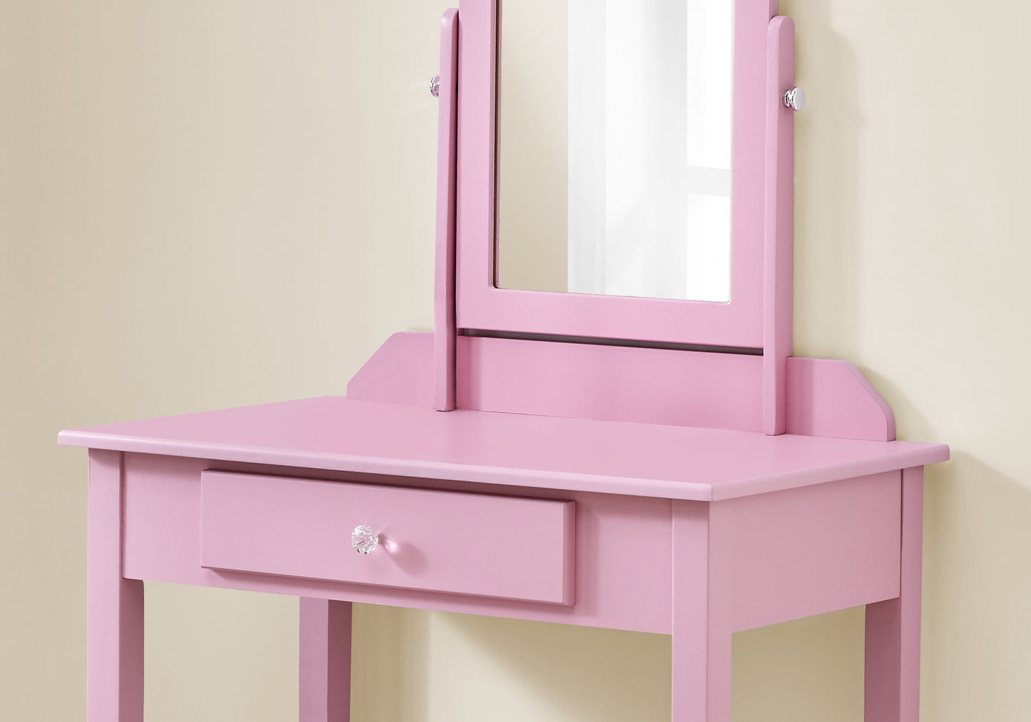 28 L Solid Wood Bedroom Vanity with Storage Drawer & Makeup Mirror