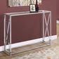 Modern Sofa Table in Chrome Finish with Tempered Glass Tabletop