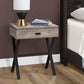 Modern Nightstand in Taupe Finish with Black Metal Frame