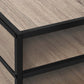 Modern 3-Teir MDF Rubberwood Nightstand with Metal Frame & Open Shelves