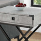 Modern Nightstand in Grey Cement Finish with Black Nickel Metal Frame