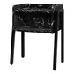 Modern Nightstand in Black Marble Finish with Black Metal Frame