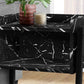 Modern Nightstand in Black Marble Finish with Black Metal Frame