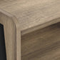 Modern Nightstand in Dark Taupe Finish with Black Metal Frame
