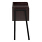 Modern Nightstand in Espresso Finish with Black Metal Frame