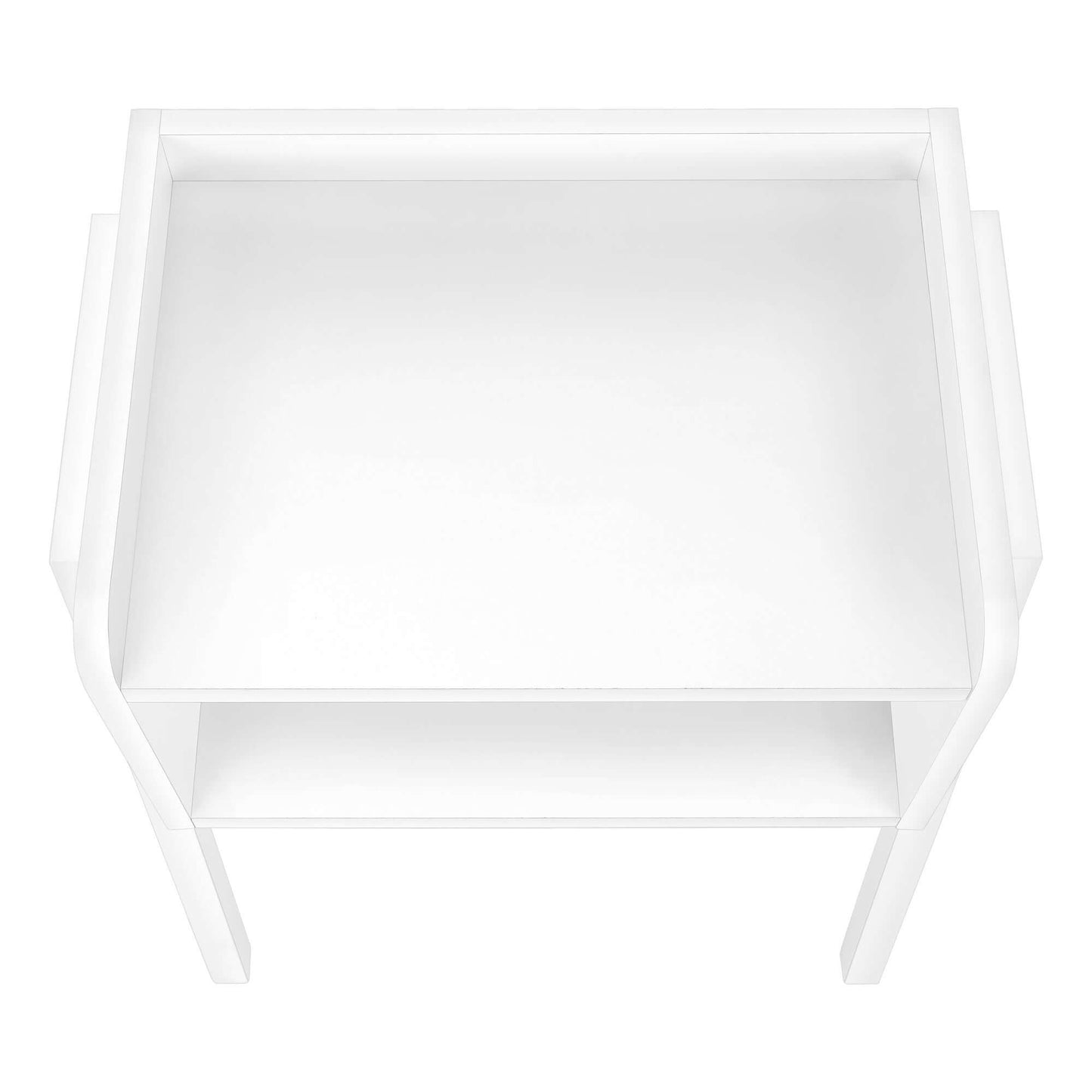 Modern Nightstand in White Finish with White Metal Frame