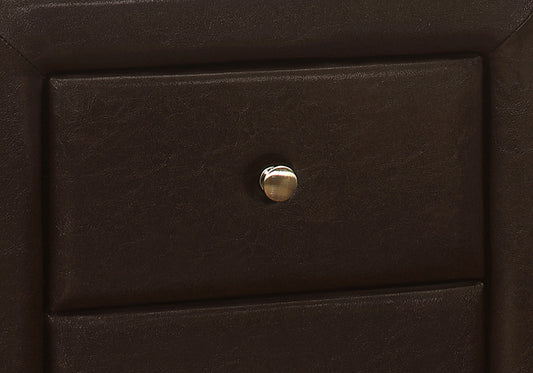 Transitional Nightstand in Brown Leather-look Upholstery