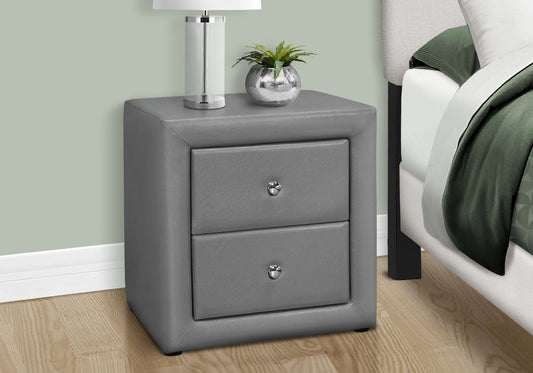Transitional Nightstand in Grey Leather-look Upholstery