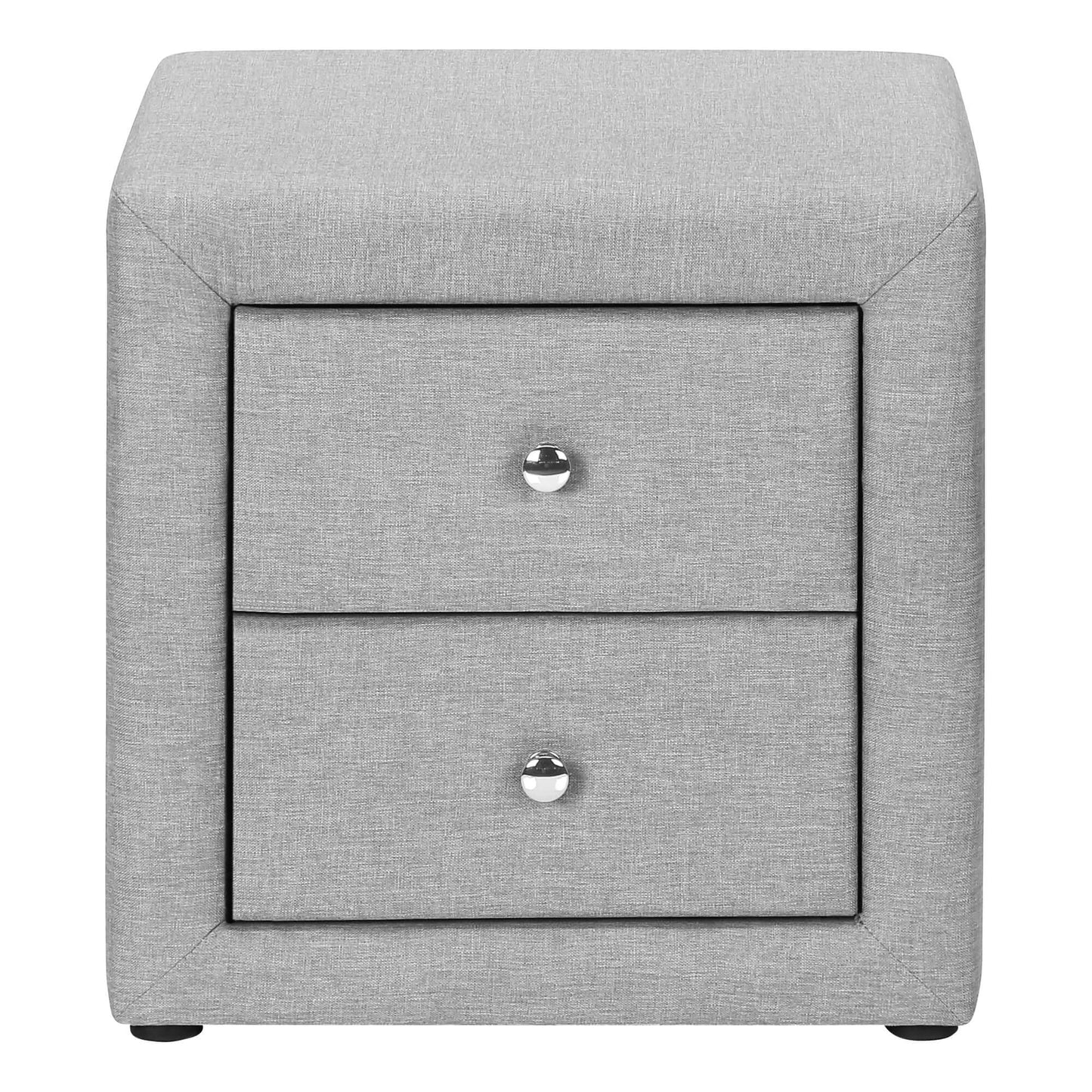 Transitional Nightstand in Grey Linen Fabric Upholstery