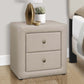 Transitional Nightstand in Beige Linen Fabric Upholstery
