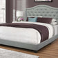Grey Linen Upholstered Bed with Chrome Trim