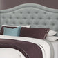 Grey Linen Upholstered Bed with Chrome Trim