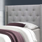 Transitional Upholstered Bed in Grey Linen Fabric with Chrome Trim
