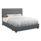 Queen Platform Bed in Grey Linen Upholstery with 2 Storage Drawers