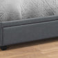 Queen Platform Bed in Grey Linen Upholstery with 2 Storage Drawers