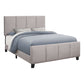 Queen Size Modern Platform Bed Upholstered in Grey Linen Fabric