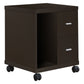 Modern Wood Two-Drawer Office Cabinet with Castors in Espresso Finish