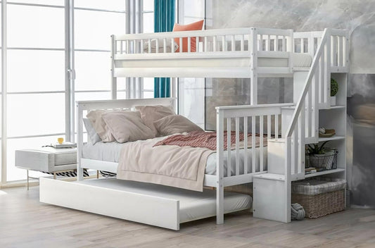 T2594 Single over Double Trundle Bunk Bed with Stairs