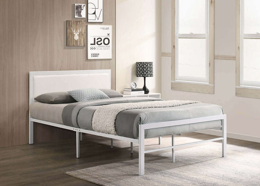 Sleek Modern Metal Bed with a Padded Headboard