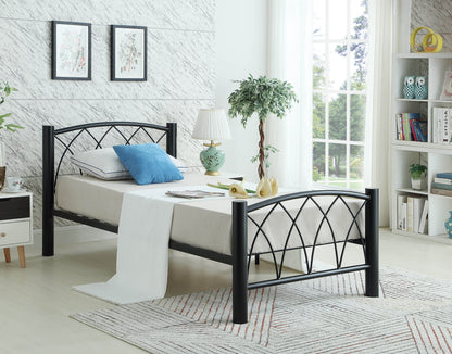 Modern Metal Bed with Contemporary Scroll Inspired Metal Frame