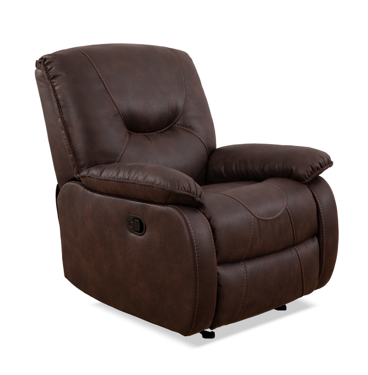Brown Elephant Skin Fabric Recliner Chair with Solid Hardwood Frame