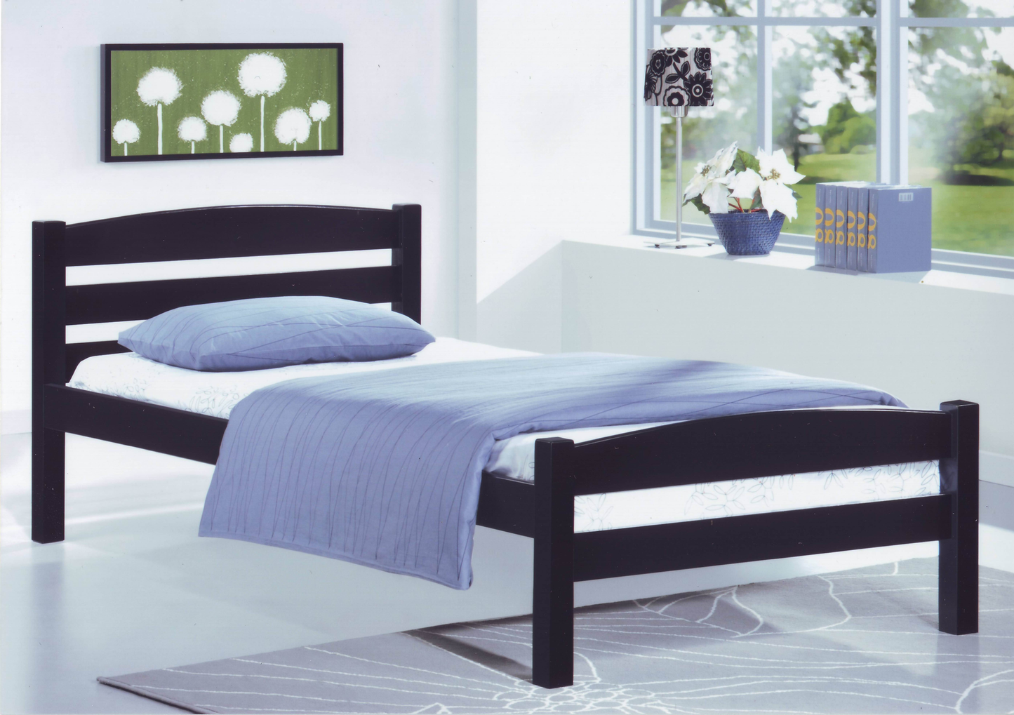 Minimalistic Wooden Youth Bed Frame with Paneled Headboard & Footboard