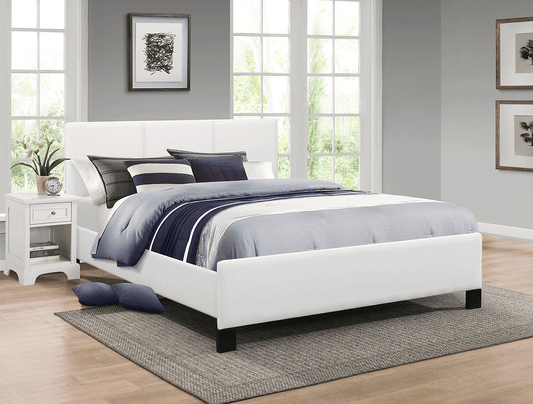 White PU Bed with Contrast Stitching
