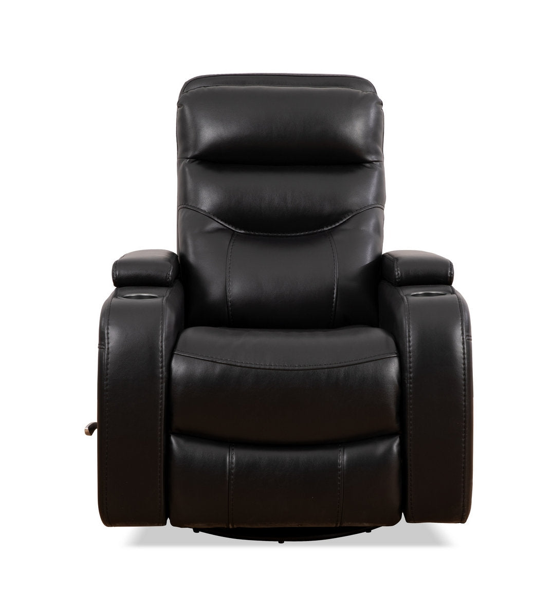 Black PU Swivel Manual Recliner Chair with Solid Hardwood Frame