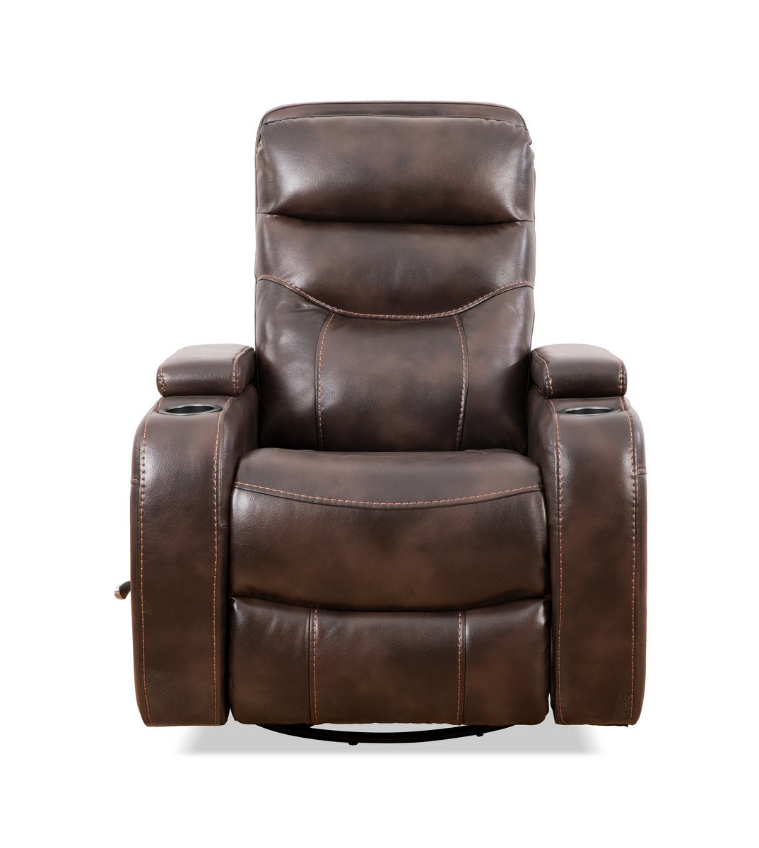Brown PU Swivel Manual Recliner Chair with Solid Hardwood Frame