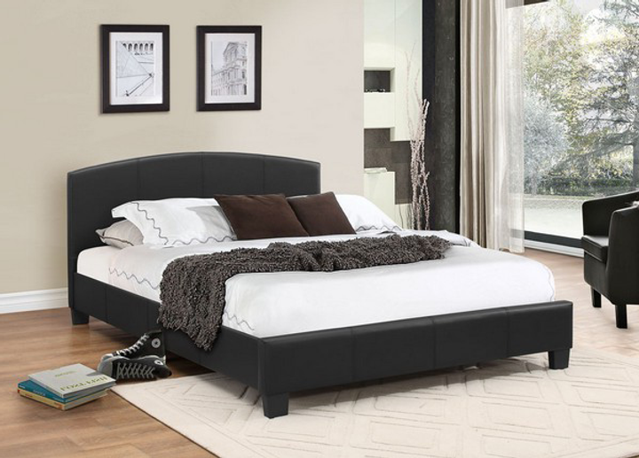 Modern Upholstered Bed with Low-rise Curved Headboard