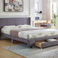 Fully Upholstered Wing Bed with Front Storage Drawer