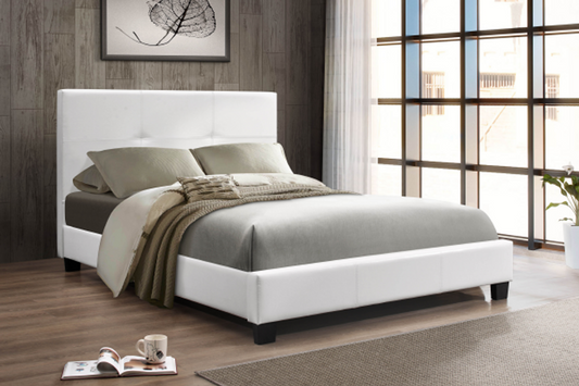 Modern Faux Leather Upholstered Bed with Contrast Stitching