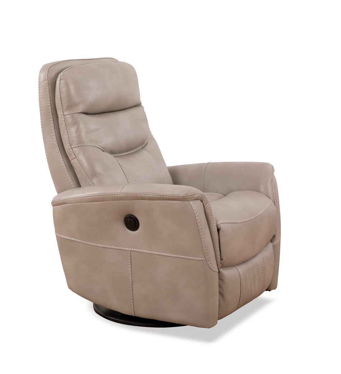 Stone PU Swivel Power Recliner Chair with Solid Hardwood Frame