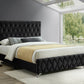 Velvet Bed with Diamond Pattern Button Details and Chrome Legs
