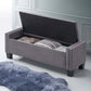 Grey Velvet Storage Bench with Button Tufting & Nailhead Details