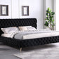 Velvet Fabric Bed with Extra Deep Button Tufting and Sleek Chrome Leg