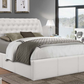 Modern PU Leather Platform Bed with Slanted Tufted Headboard