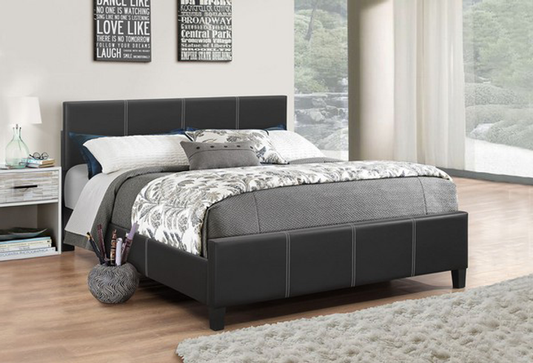 Black PU Bed with Contrast Stitching