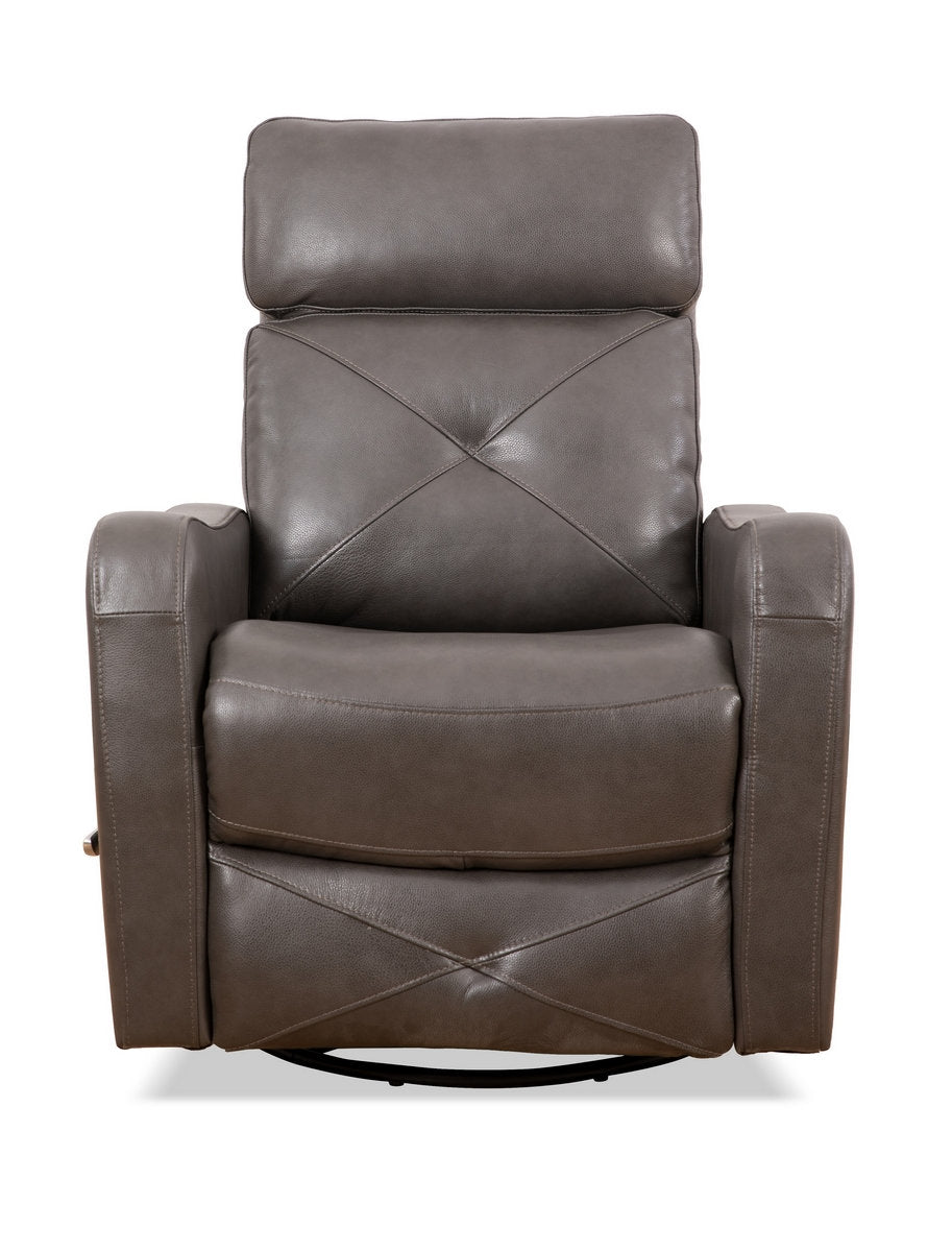 Charcoal Leather Manual Recliner Chair with Solid Hardwood Frame