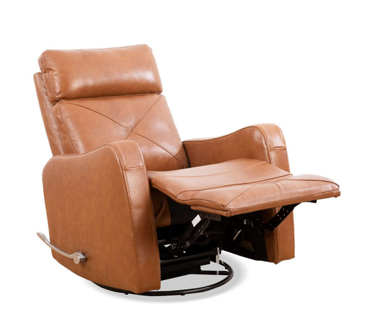 Brown Leather Manual Recliner Chair with Solid Hardwood Frame