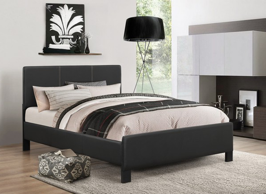 Black  PU Bed with Contrast Stitching